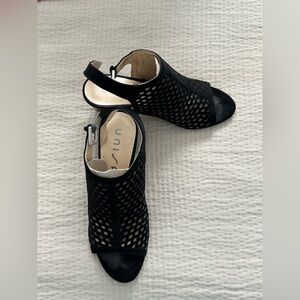 Unisa Black Open-Toe Mesh Heels